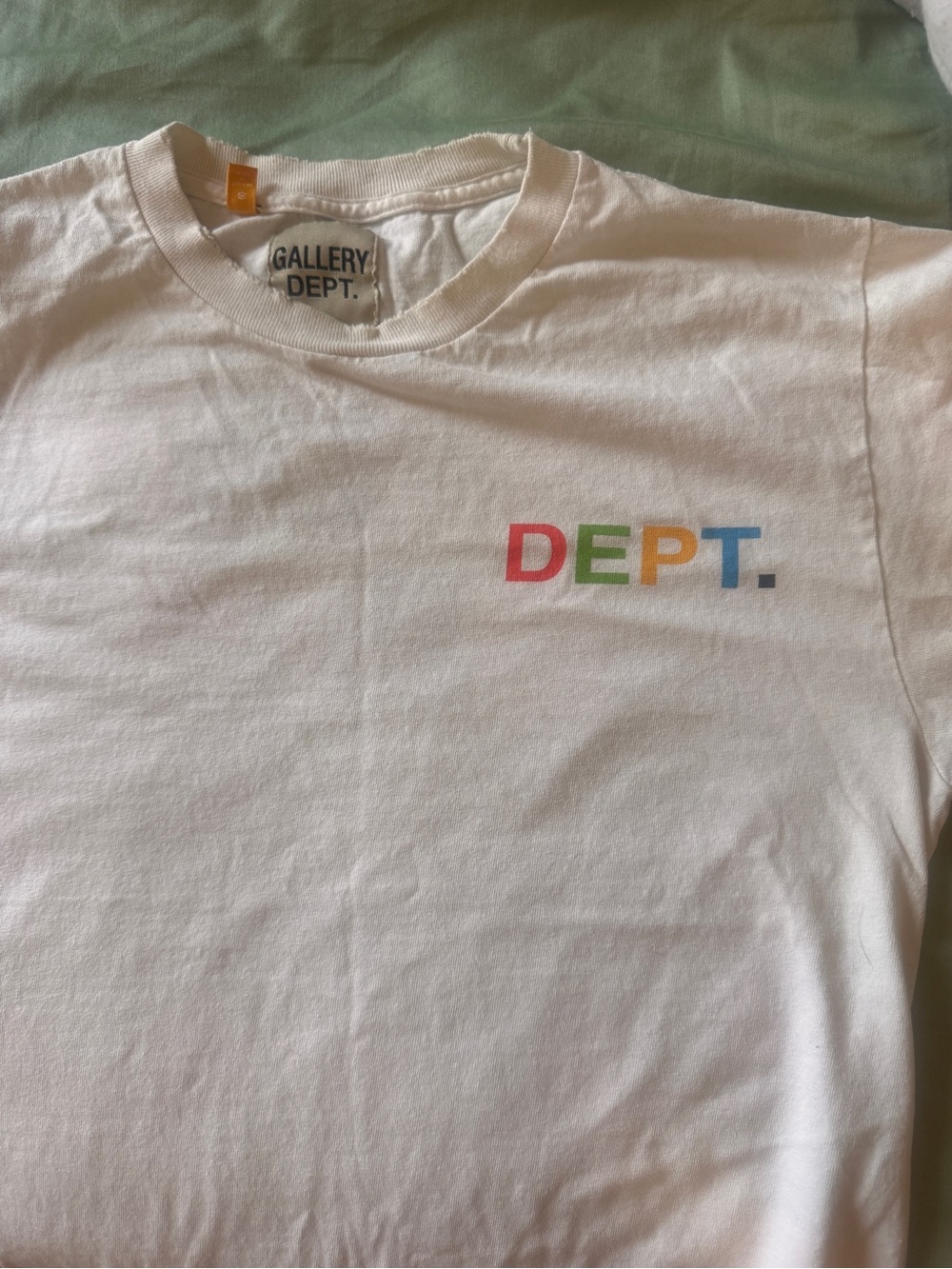 Gallery Dept White Kids Tee with Rainbow DEPT. Logo